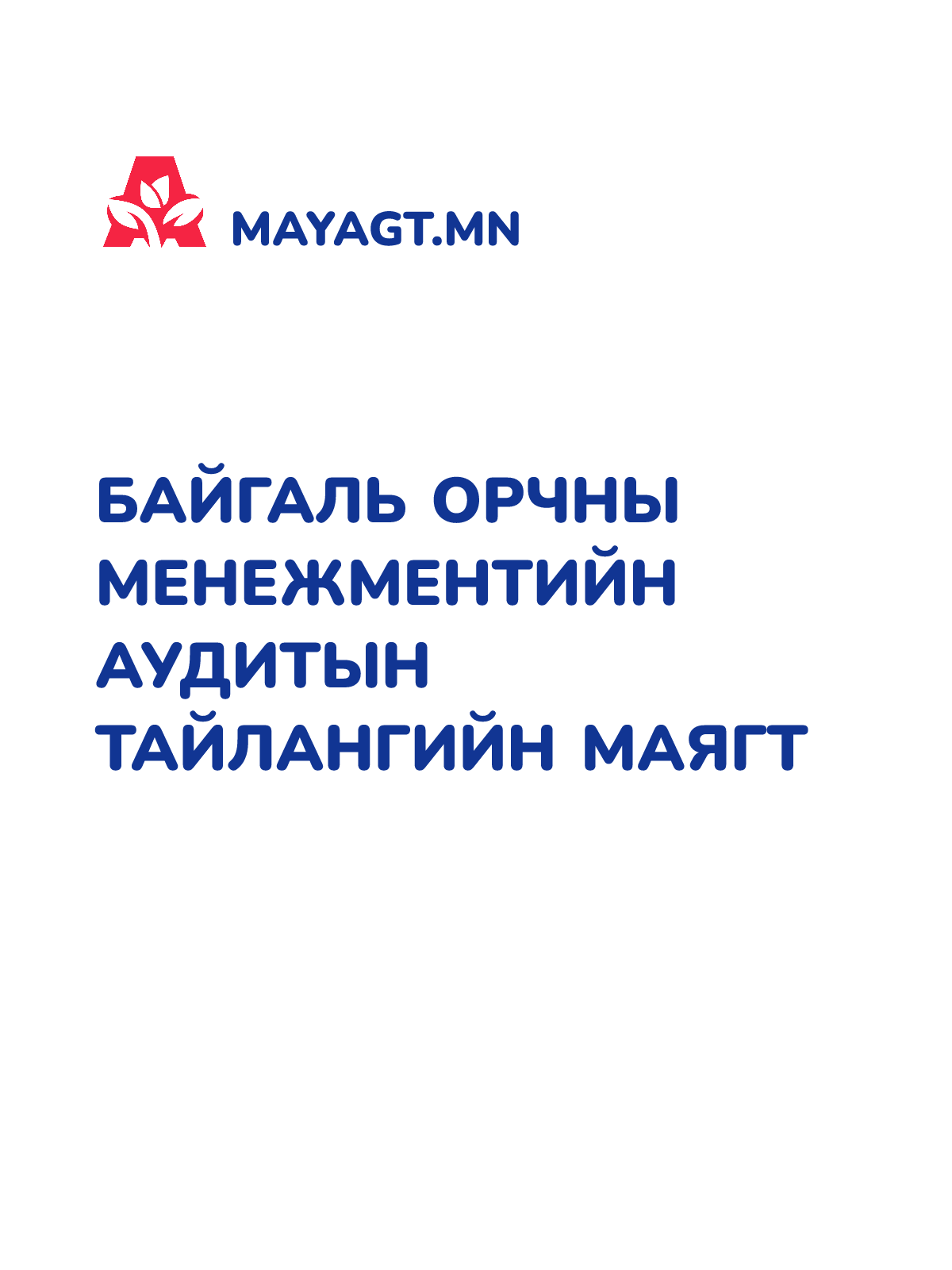 БАЙГАЛЬ ОРЧНЫ МЕНЕЖМЕНТИЙН АУДИТЫН ТАЙЛАНГИЙН МАЯГТ