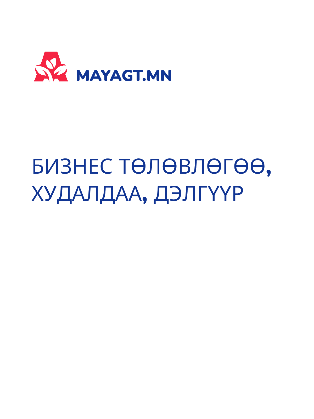 БИЗНЕС ТӨЛӨВЛӨГӨӨ, Худалдаа, дэлгүүр