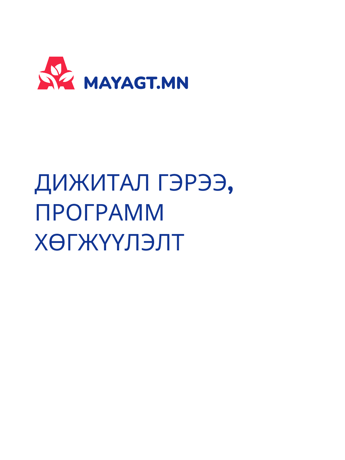 ДИЖИТАЛ ГЭРЭЭ, Программ хөгжүүлэлт