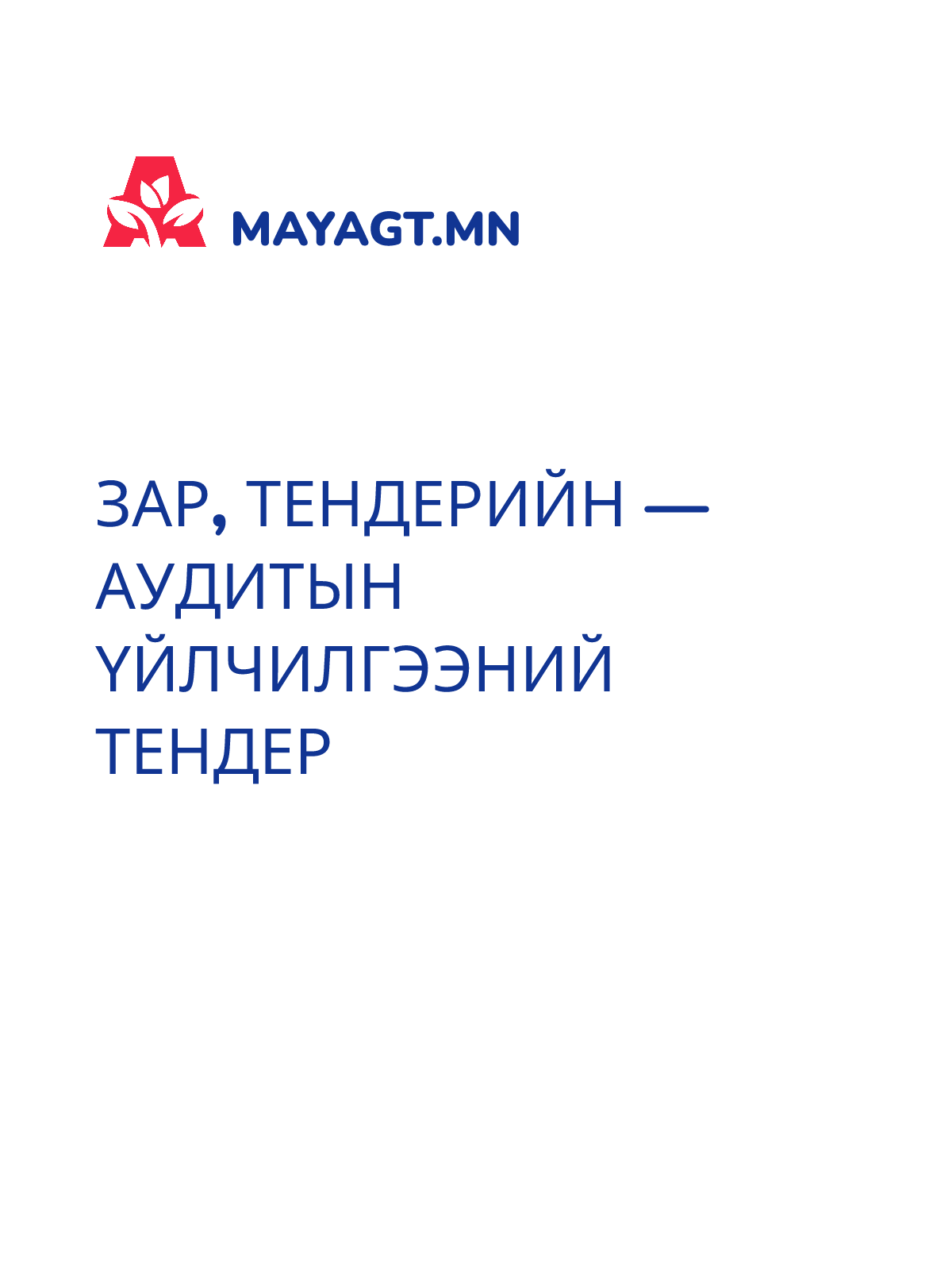 ЗАР, Тендерийн — Аудитын үйлчилгээний тендер
