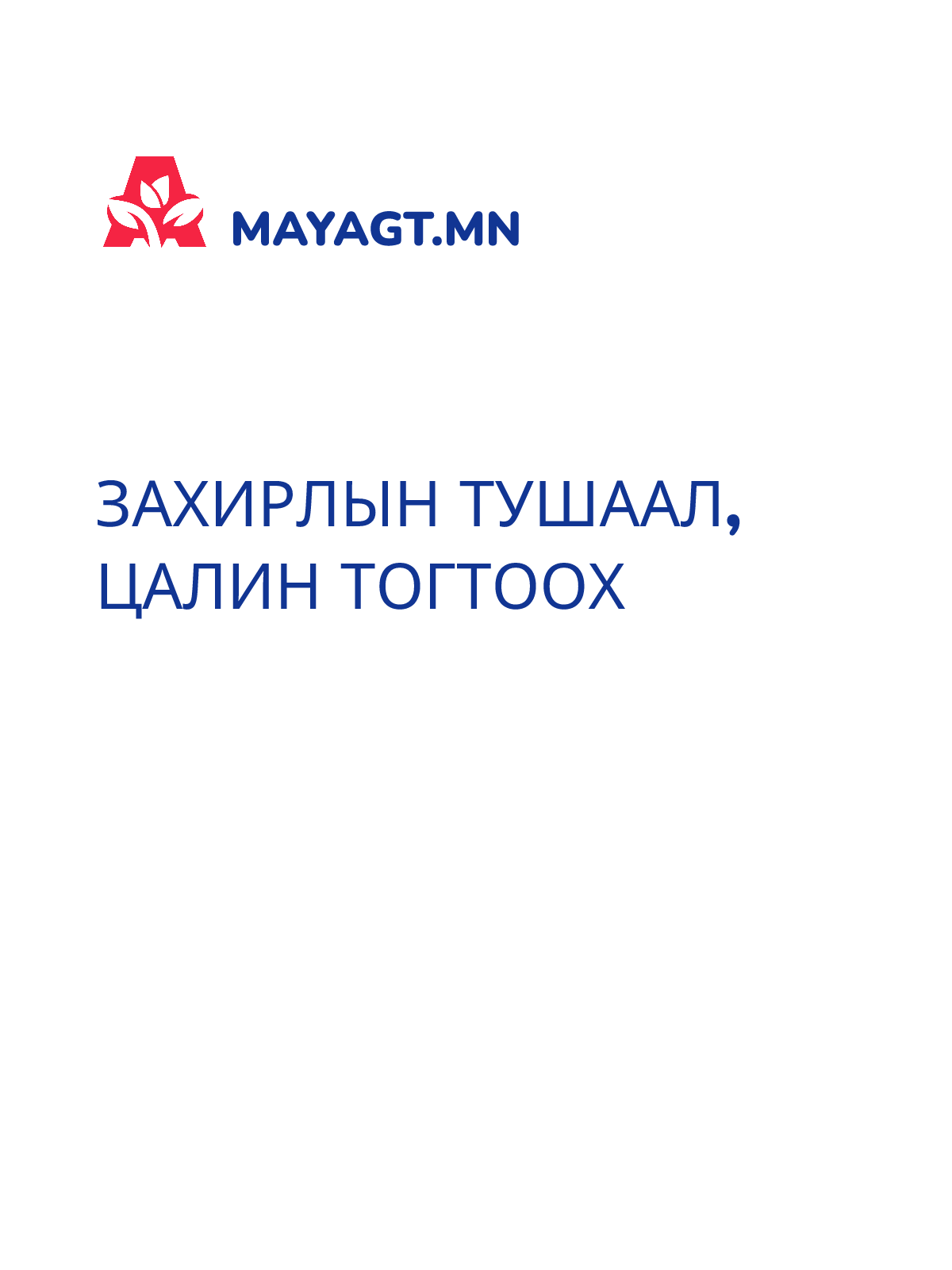 ЗАХИРЛЫН ТУШААЛ, Цалин тогтоох