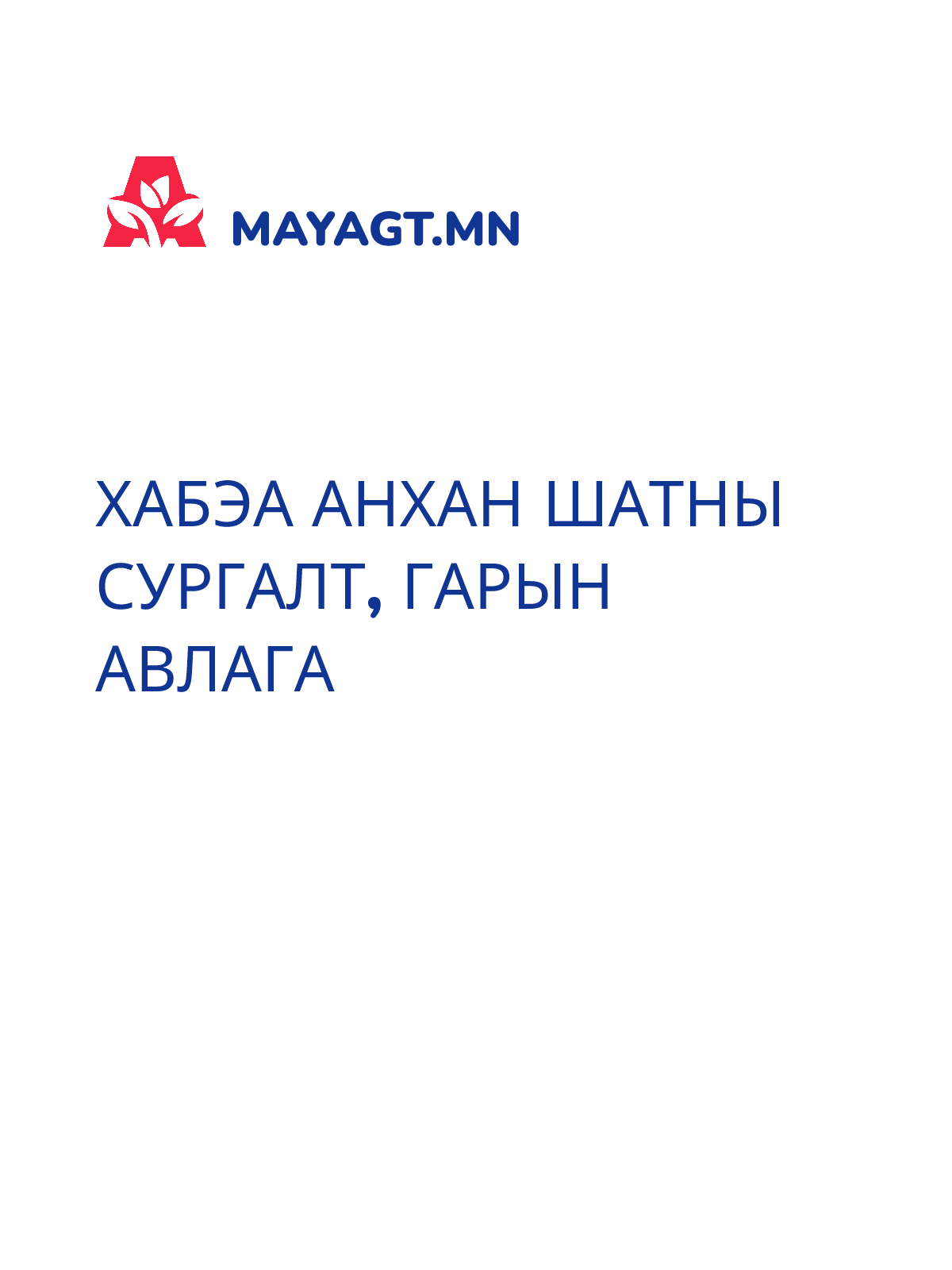 ХАБЭА АНХАН ШАТНЫ СУРГАЛТ, Гарын авлага