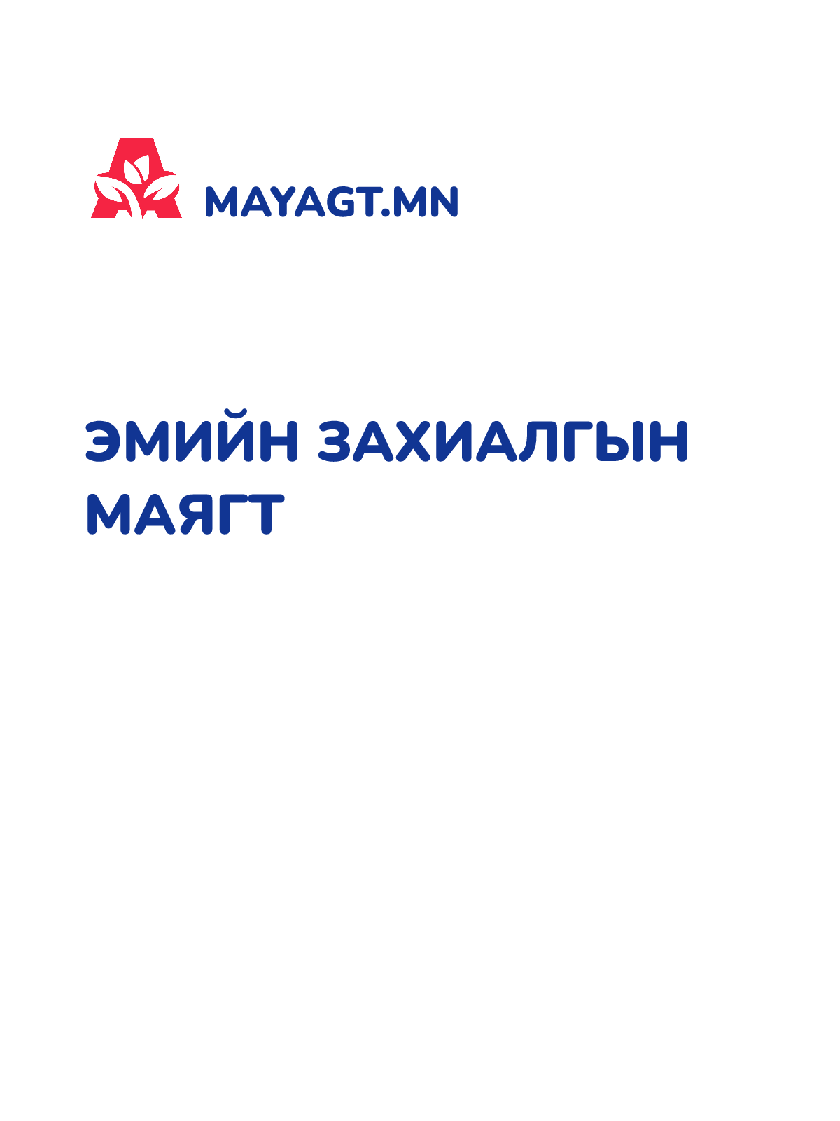 ЭМИЙН ЗАХИАЛГЫН МАЯГТ