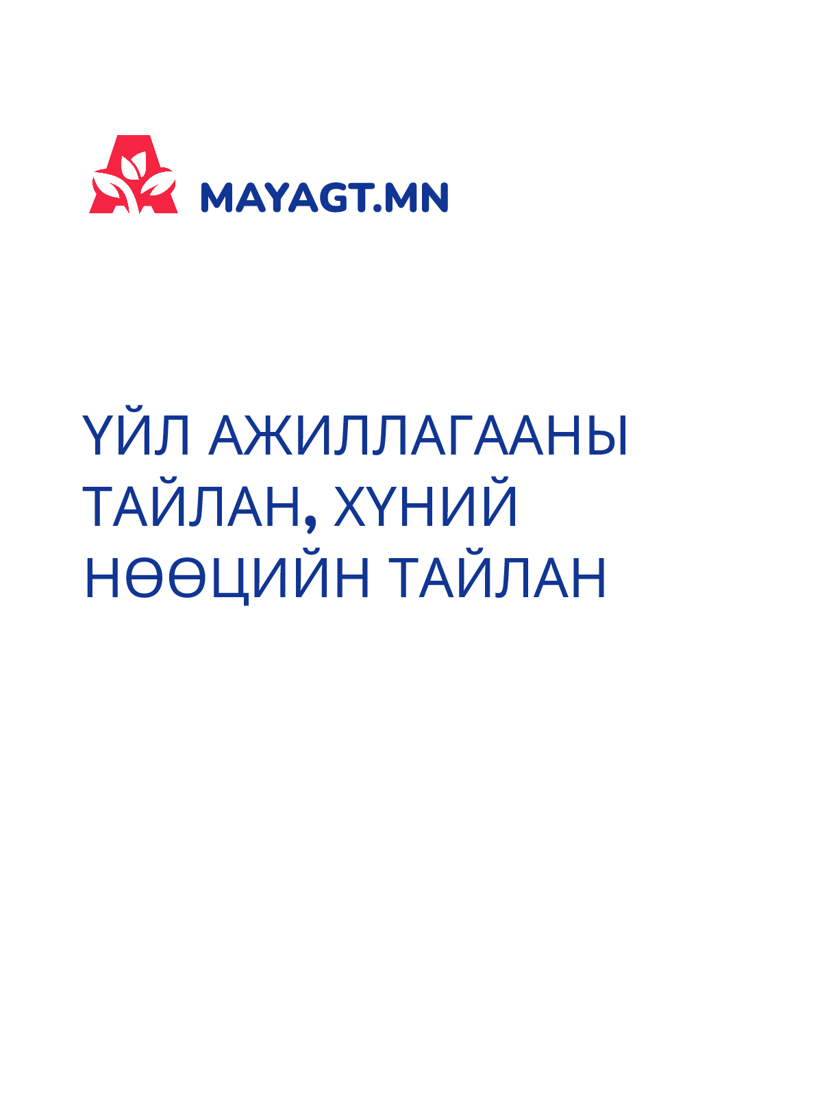 ҮЙЛ АЖИЛЛАГААНЫ ТАЙЛАН, Хүний нөөцийн тайлан